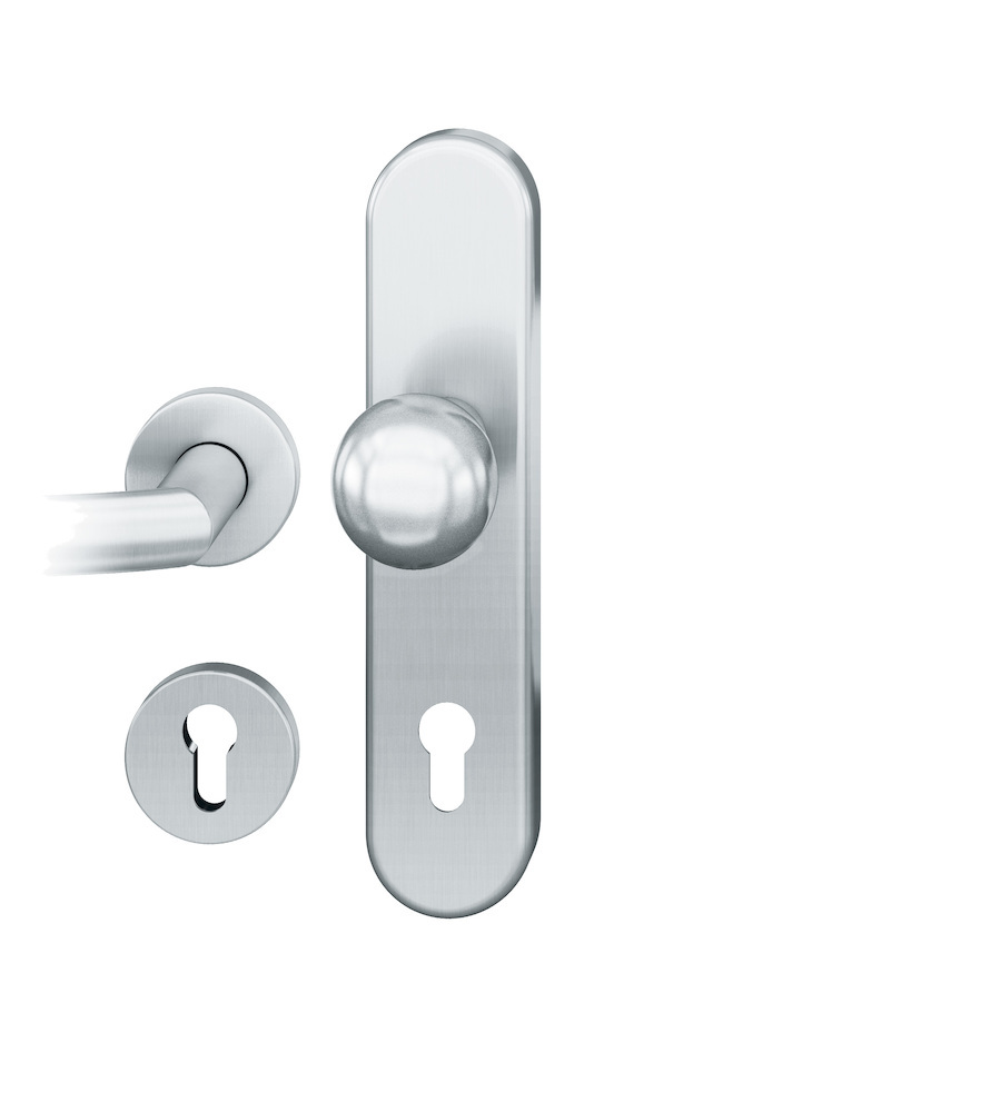 FSB Schutz-Kombi-Wechselgarnitur mit Langschild, innen mit Rosetten 73 7375, oval, VK 10 mm, SK2, Edelstahl