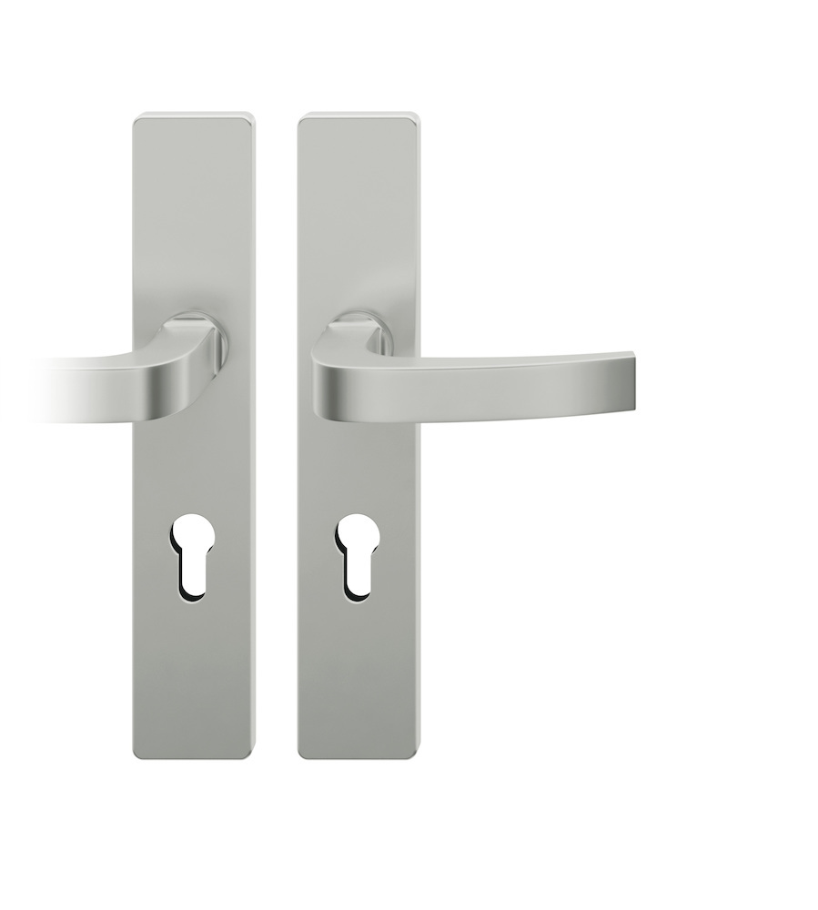 FSB Drückergarnitur mit Langschild 12 1163, VK 8,5, eckig, mit Nocken, Aluminium