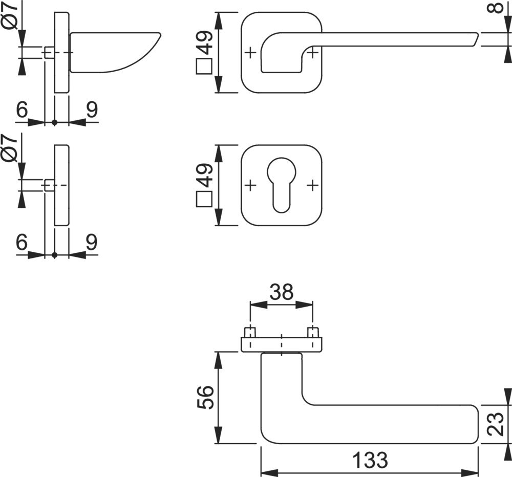 Türgriff, Kardanhalter, Türdrücker, Beschläge, Nordic-Design