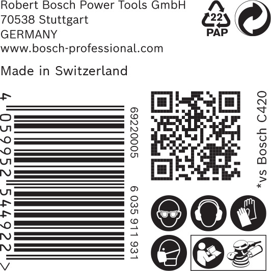 Bosch EXPERT C470 Schleifpapier ohne Löcher für Winkelschl. und Bohrer, 125&nbsp;mm, G 320, 50-tlg.