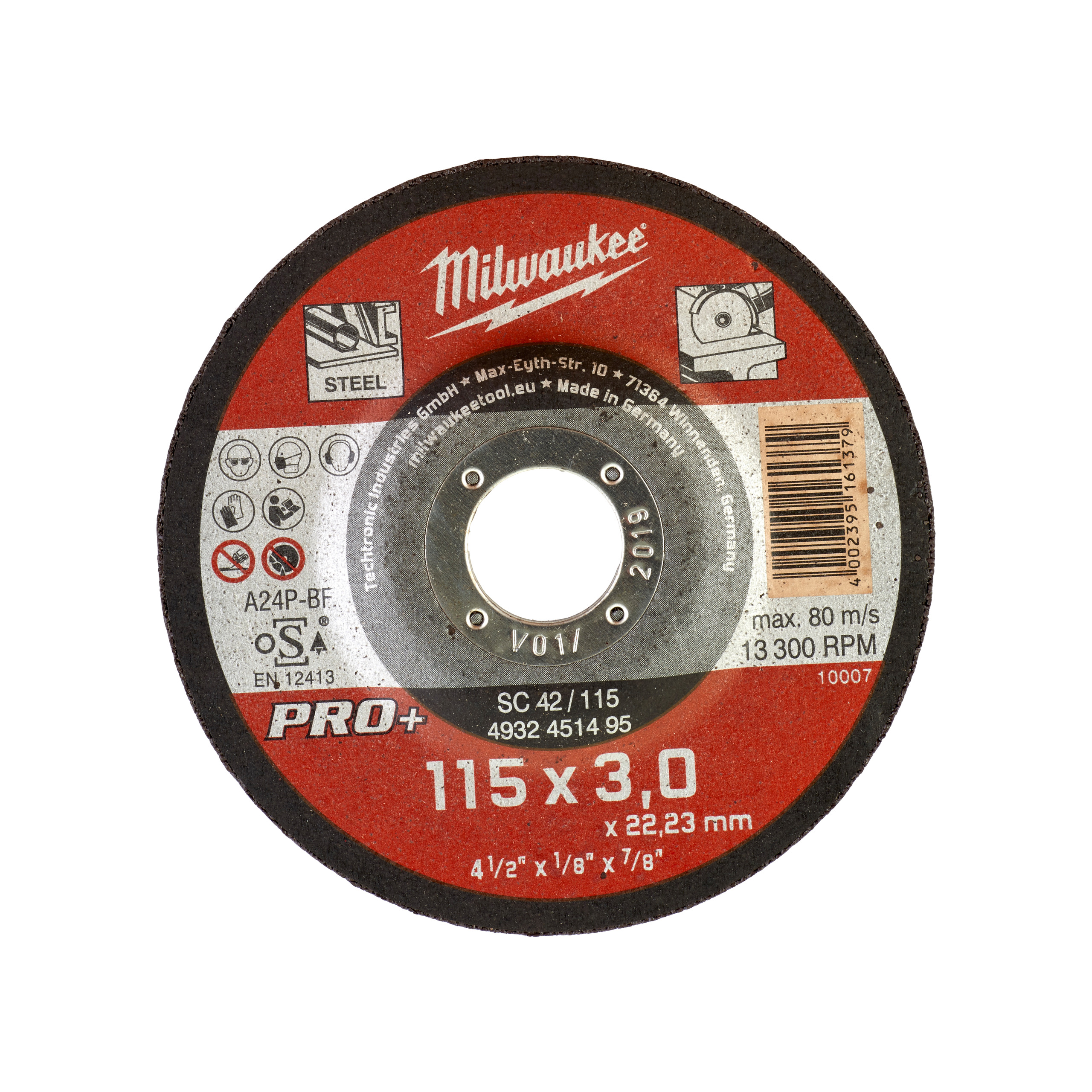 abrasives Disc, Schleifscheibe, Stahl, 115x3.0, Milwaukee