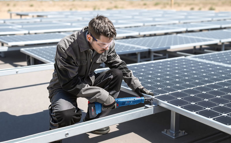 Anwendungsbild, Solarpanel, PV-Array, Solarmodul, Montage, Werkzeug