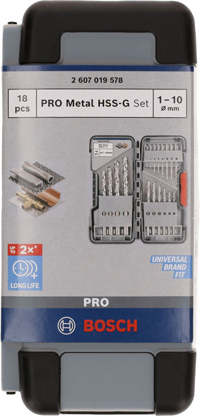 Bosch PRO Metal HSS-G Spiralbohrer-Set, 18-tlg.