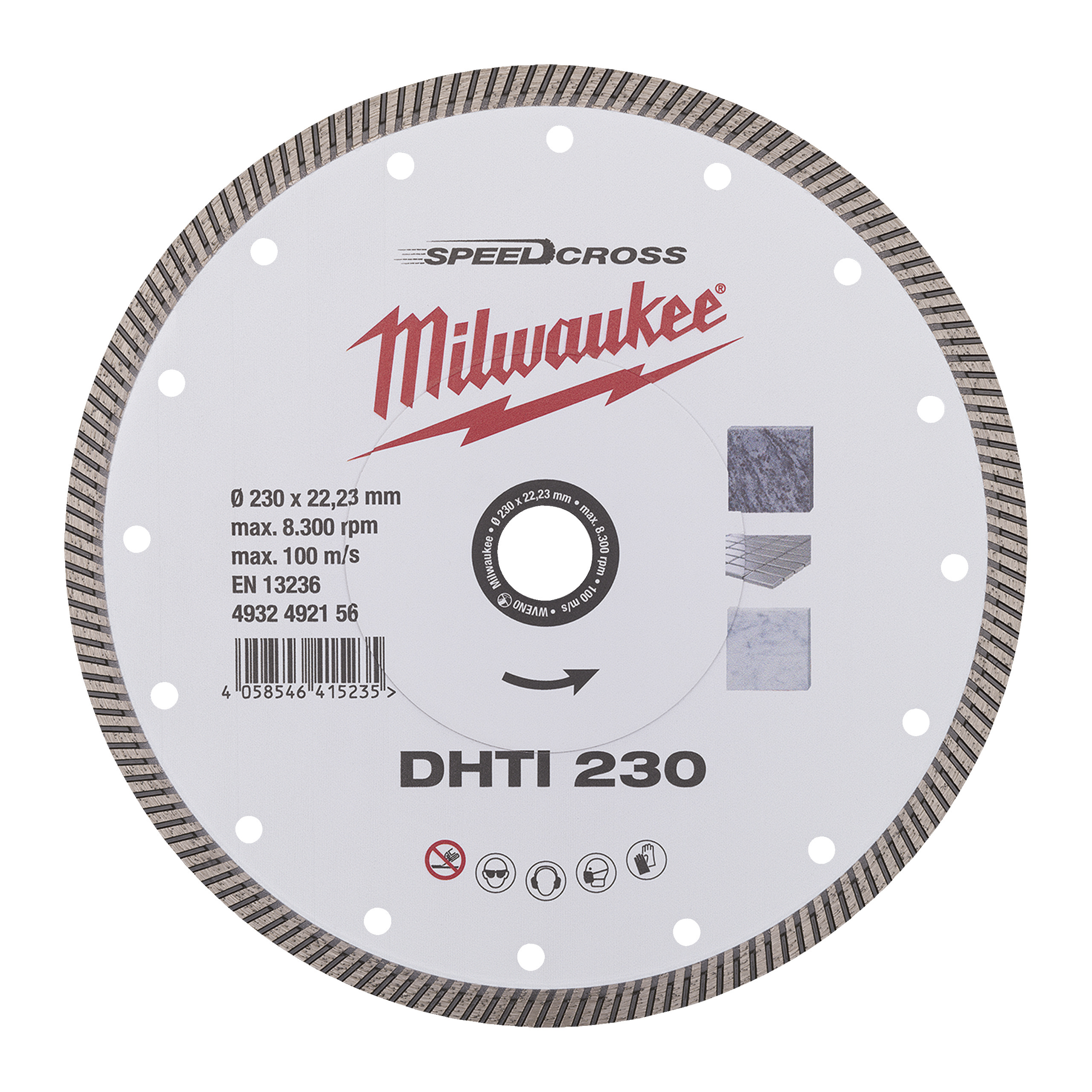 Milwaukee Diamanttrennscheibe Keramik und Naturstein, geschlossen Speedcross DHTi 230 mm