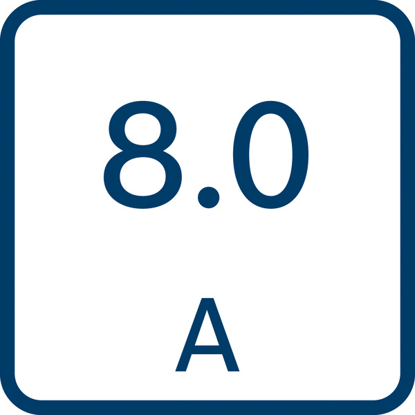 Symbol, 8.0A, rating, display, square, blank