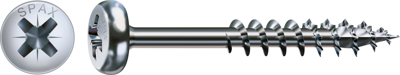 SPAX Universalschraube WIROX - Teilgewinde, Halbrundkopf, Kreuzschlitz, 4CUT