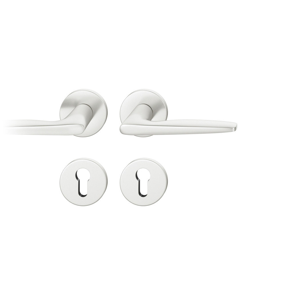 FSB Drückergarnitur 12 1058, Rosette, rund, Profilzylinder gelocht, Vierkant 7mm, DIN Links-Rechts, Türstärke 39 - 58mm, mit Stütznocken, naturfarben eloxiert Adapter-Standardlager