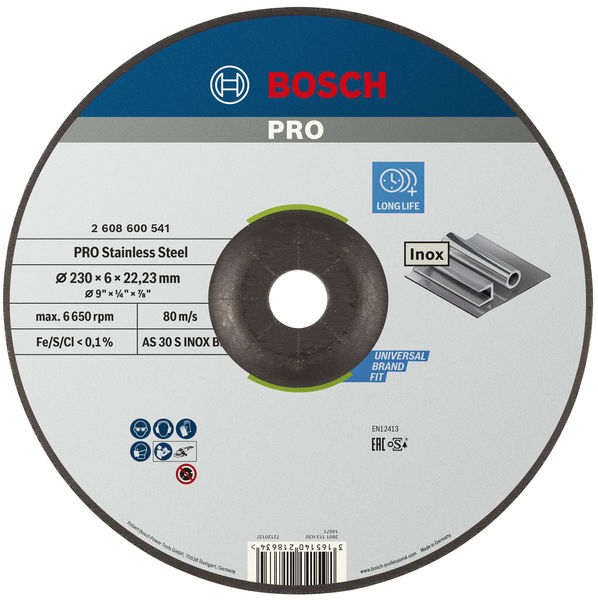 Bosch PRO Stainless Steel Schleifscheibe, 230 x 6 x 22,23 mm