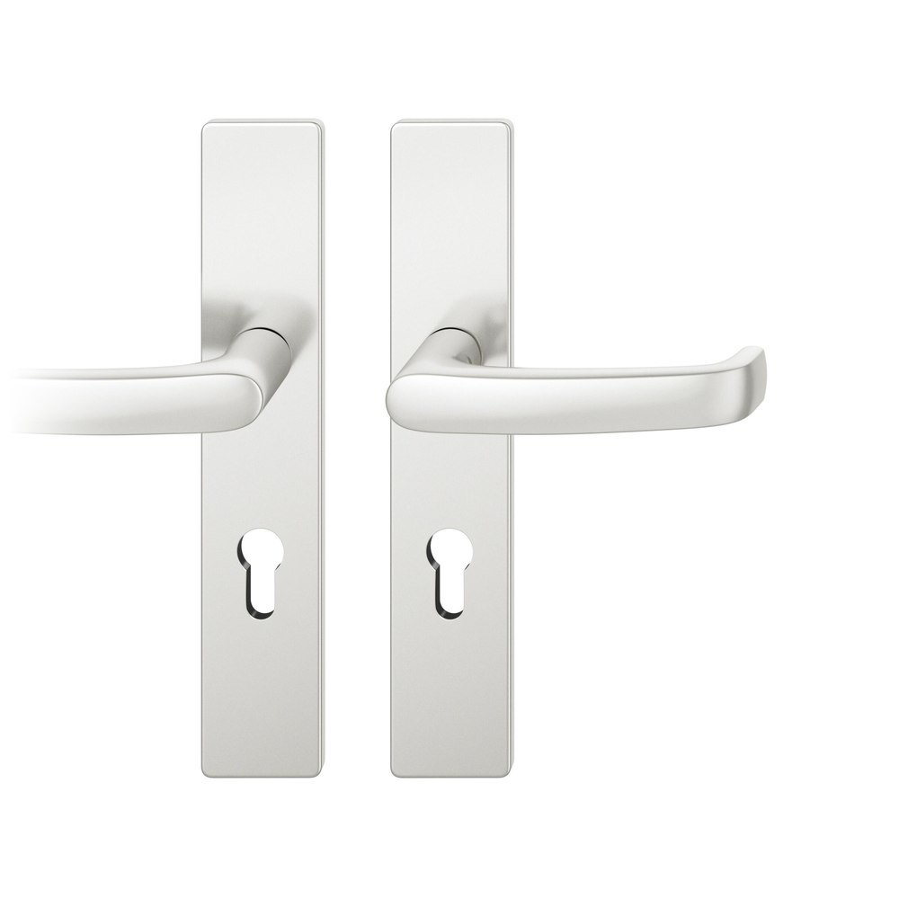 FSB Drückergarnitur mit Langschild 12 1045, VK 8, eckig, mit Nocken, Aluminium