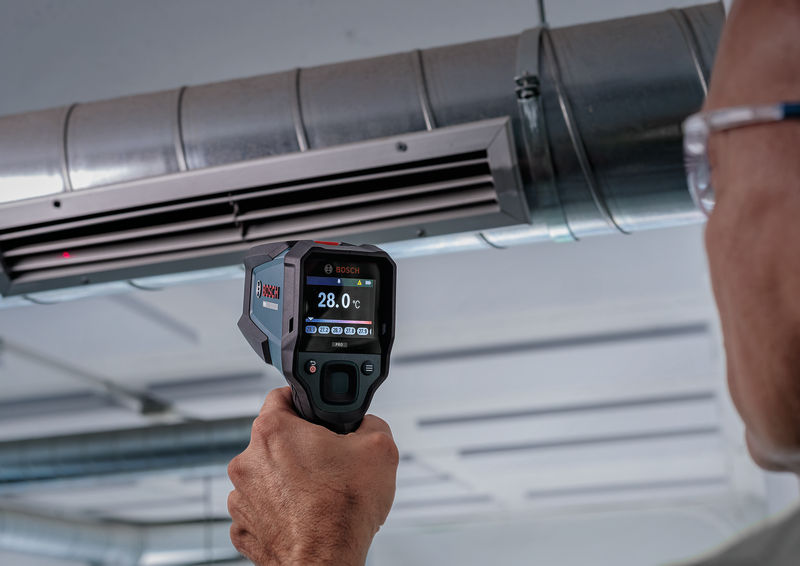 Anwendungsbild, Infrarot-Thermometer, Temperaturmessung, Industrie, Betriebsumgebung, Kühl-/Heizsystem