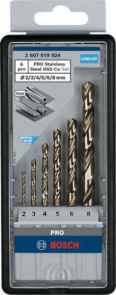 Bosch PRO Stainless Steel HSS-Co Spiralbohrer-Set, 6-tlg.