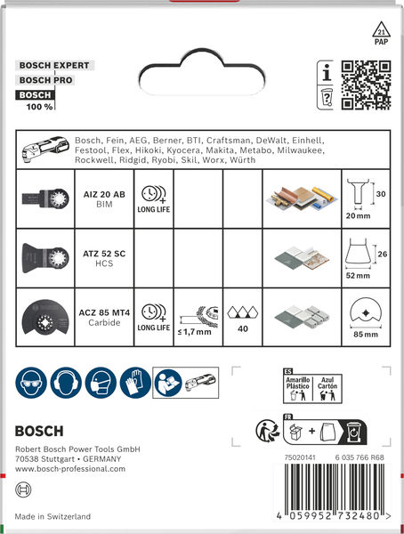 Produktbild Verpackung, X-Accessory, Sägeblatt, Schleifscheibe, Werkzeugset, Bosch Zubehör