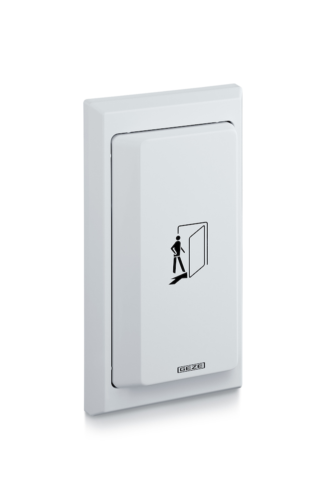 Wand-Sicherheitsabdeckung, Schalter-Abdeckung, Gerätdesign, Weiß, Geze-Logo