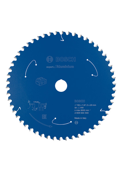 Bosch Akku-Kreissägeblatt Expert for Aluminium, 184 x 1,8/1,3 x 20, 54 Zähne