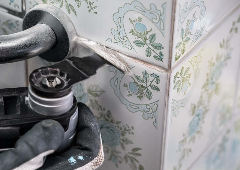 Detailbild, fliesen, fliesenreparatur, tacker, kachel, werkzeug