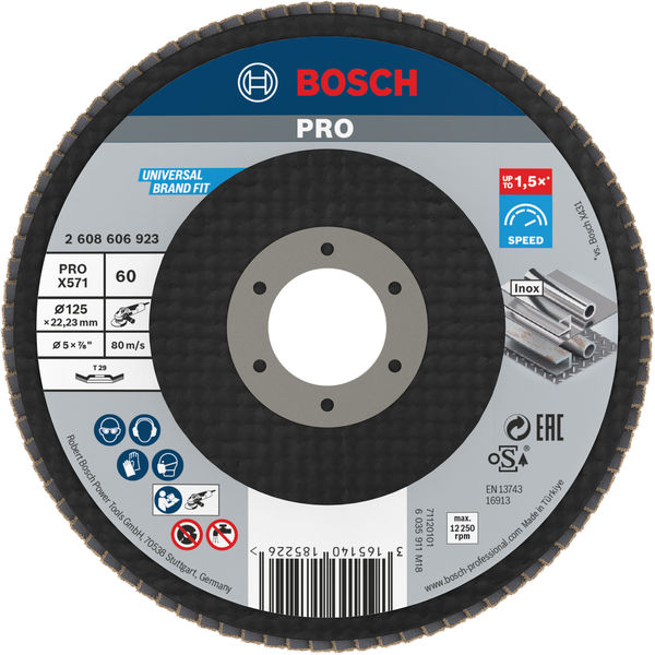 Bosch PRO X571 Fächerschleifscheibe, 125 mm, G60